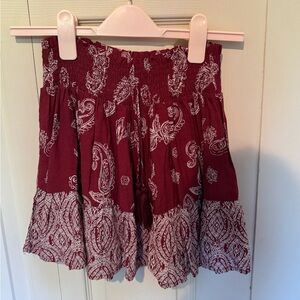 Maroon and white pattern skirt size small